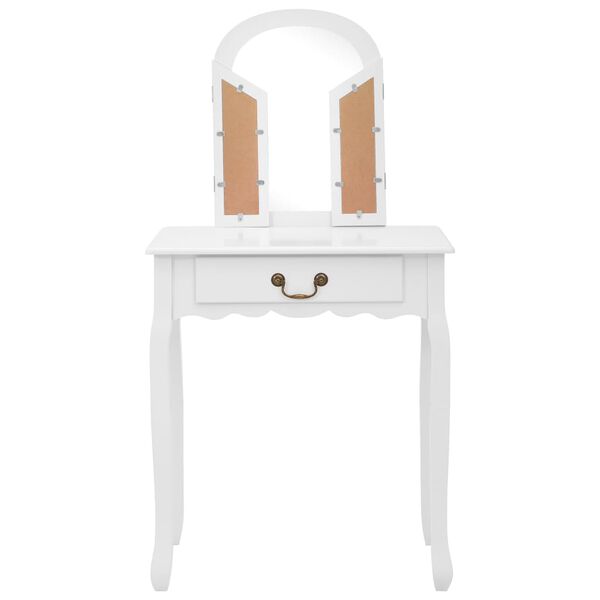 vidaXL Coiffeuse et tabouret Blanc 65x36x128 cm Bois de paulownia MDF