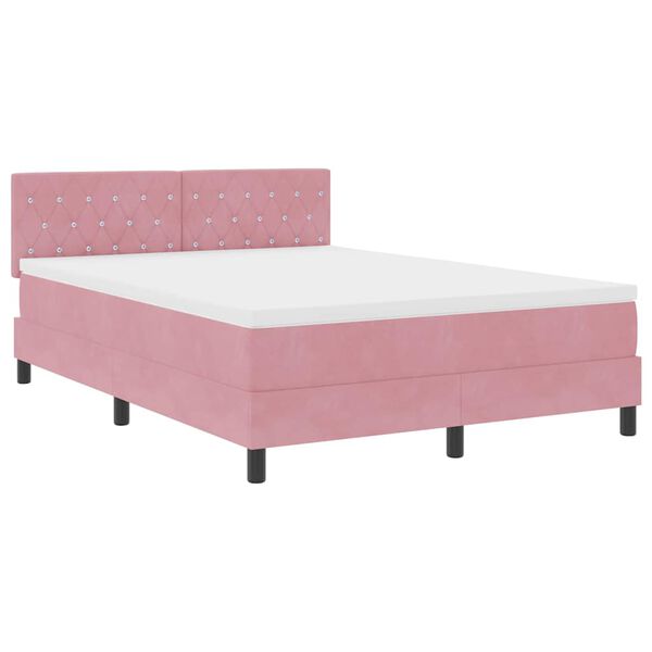 vidaXL Lit &agrave; ressort LED avec matelas Rose 140 x 200 cm Velours