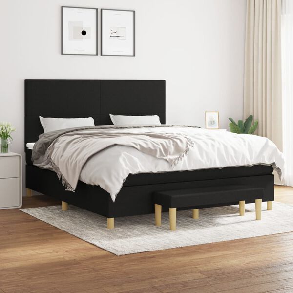 vidaXL Sommier &agrave; lattes de lit avec matelas Noir 160x200 cm Tissu