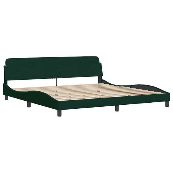 vidaXL Cadre de lit Dover vert fonc&eacute; 200x200 cm velours