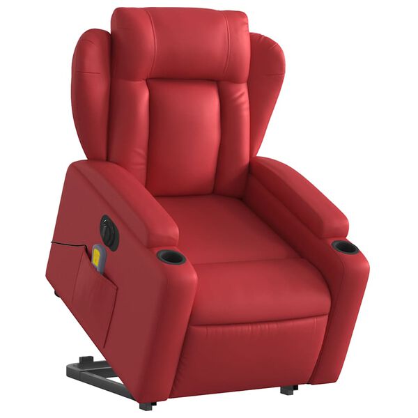 vidaXL Fauteuil inclinable de massage électrique rouge similicuir