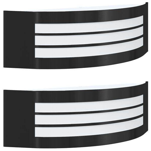 vidaXL Appliques murales extérieures 2 pcs Noir 32 x 10 x 10 cm