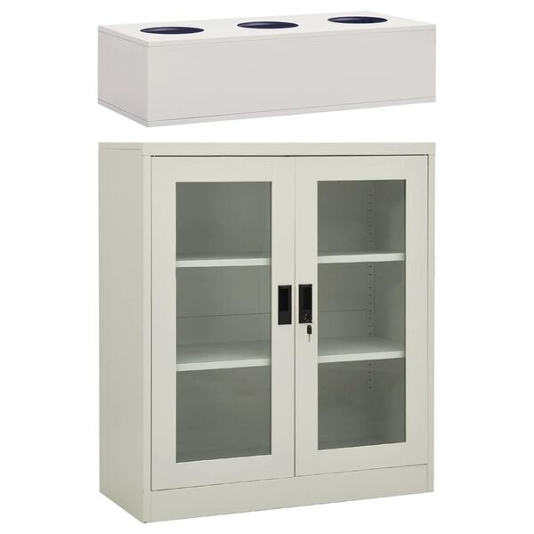 vidaXL Armoire de bureau et jardini&egrave;re Gris clair 90x40x128 cm Acier