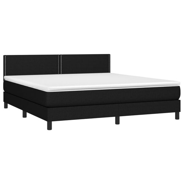 vidaXL Sommier &agrave; lattes de lit avec matelas Noir 180x200 cm Tissu