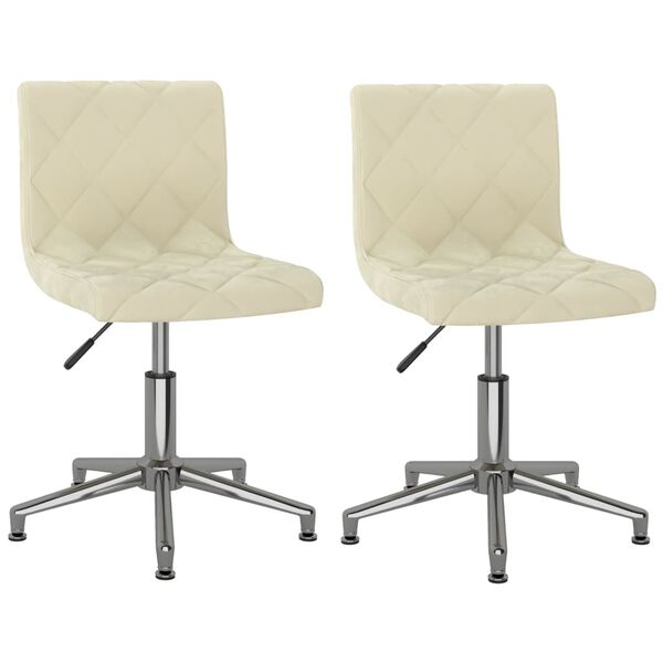 vidaXL Chaises pivotantes &agrave; manger lot de 2 cr&egrave;me velours