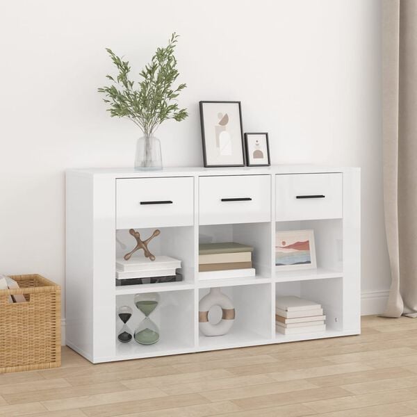 vidaXL Buffet Blanc brillant 100x30x59,5 cm Bois d'ing&eacute;nierie