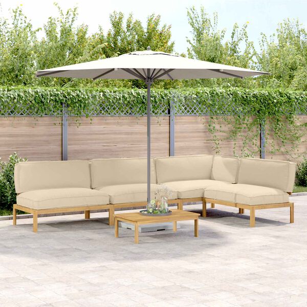 vidaXL Ensemble de Canap&eacute;s Uni 5 pcs Beige Bois d'Acacia Massif