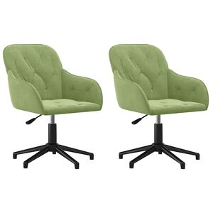 vidaXL Chaises pivotantes &agrave; manger lot de 2 Vert clair Velours