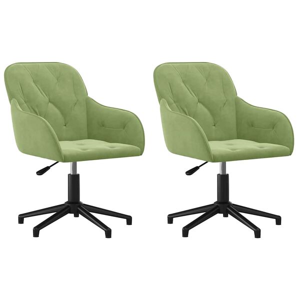 vidaXL Chaises pivotantes à manger lot de 2 Vert clair Velours