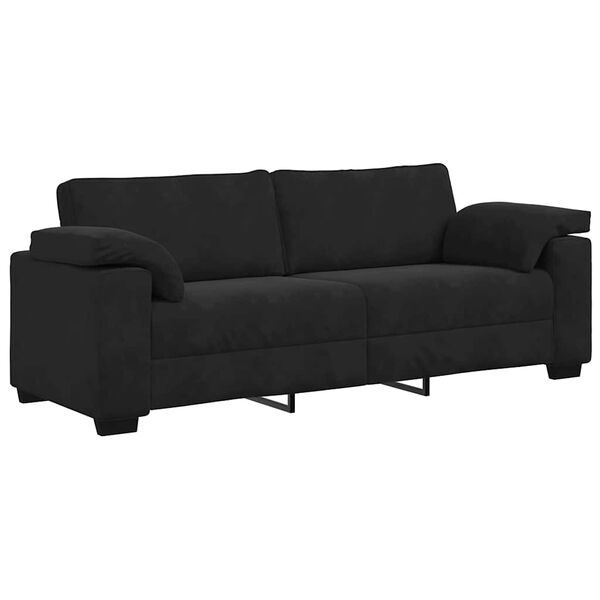 vidaXL Canap&eacute; &agrave; 3 places noir 178 cm velours