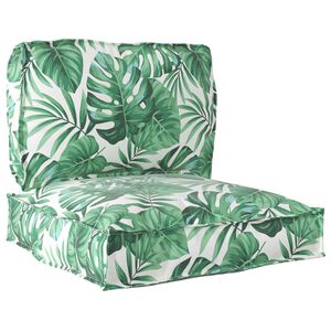 vidaXL Set de coussins de palette Floral 2 pcs Motif Feuille Verte