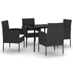 vidaXL Ensemble &agrave; manger de jardin 5 pcs Noir