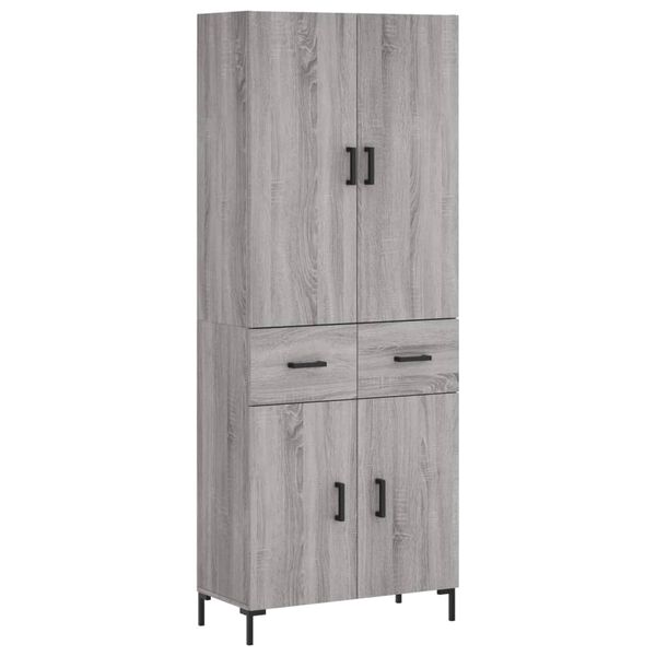 vidaXL Buffet haut Sonoma gris 69,5x34x180 cm Bois d'ing&eacute;nierie