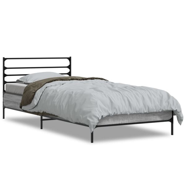 vidaXL Cadre de lit sans matelas sonoma gris 90x200 cm