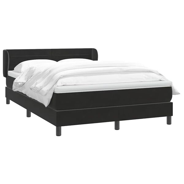 vidaXL Sommier &agrave; lattes de lit avec matelas noir 160x220 cm velours