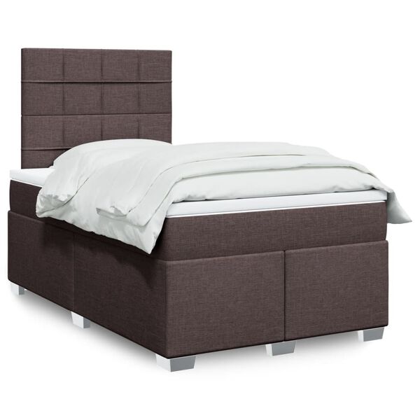 vidaXL Sommier &agrave; lattes de lit et matelas marron fonc&eacute; 120x190cm tissu