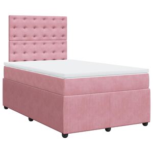 vidaXL Sommier &agrave; lattes de lit avec matelas rose 120x190 cm velours