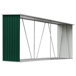vidaXL Abri de stockage de bois Acier galvanis&eacute; 330x84x152 cm Vert