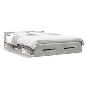 vidaXL Cadre de lit avec tiroirs sans matelas gris b&eacute;ton 120x190 cm