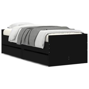vidaXL Cadre de lit avec tiroirs sans matelas noir 100x200 cm