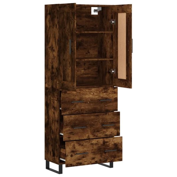 vidaXL Buffet haut Ch&ecirc;ne fum&eacute; 69,5x34x180 cm Bois d'ing&eacute;nierie