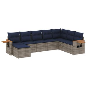 vidaXL Salon de jardin 8 pcs avec coussins gris r&eacute;sine tress&eacute;e