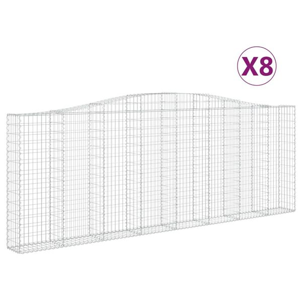 vidaXL Paniers à gabions arqués 8 pcs 400x30x140/160 cm Fer galvanisé
