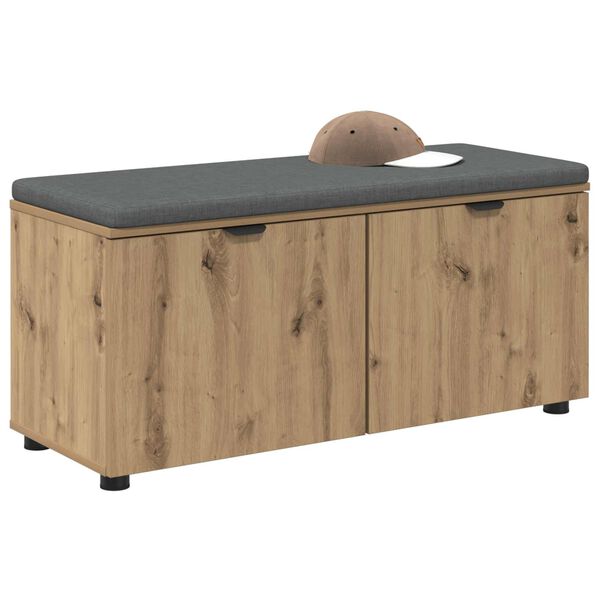 vidaXL Banc d'entr&eacute;e avec coussin Ch&ecirc;ne artisanal 100 x 38 x 46 cm