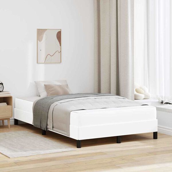 vidaXL Cadre de lit avec matelas Blanc pur 120 x 190 cm tissu