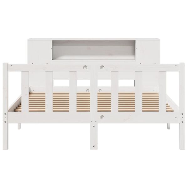vidaXL Lit bibliothèque sans matelas blanc 150x200 cm bois pin massif