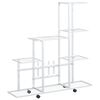 vidaXL Support pour plantes sur roues 94,5x25x92,5 cm Blanc M&eacute;tal