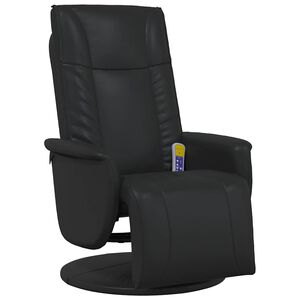 vidaXL Fauteuil inclinable de massage repose-pieds noir similicuir