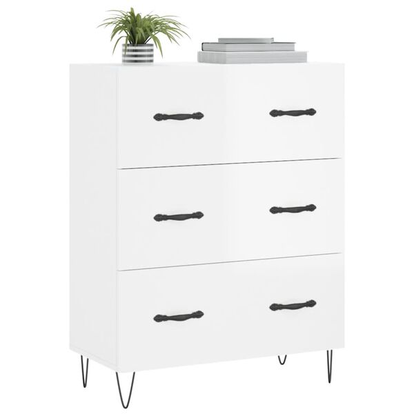 vidaXL Buffet Blanc brillant 69,5x34x90 cm Bois d'ing&eacute;nierie