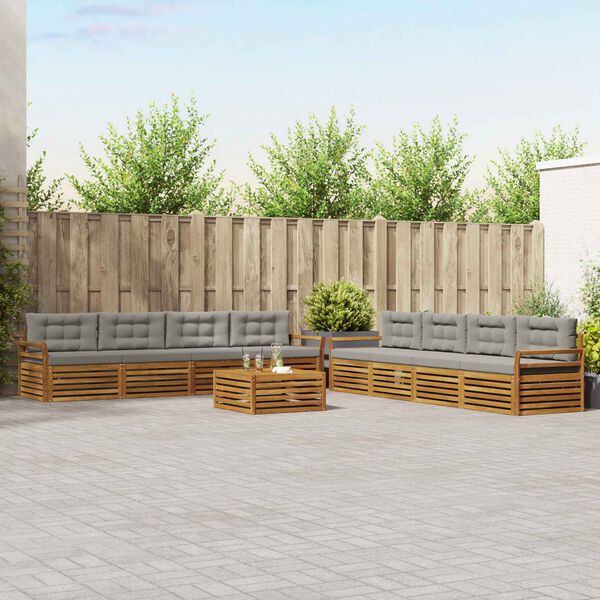 vidaXL Ensemble de canap&eacute;s d'ext&eacute;rieur 9 pcs Gris Naturel et Clair