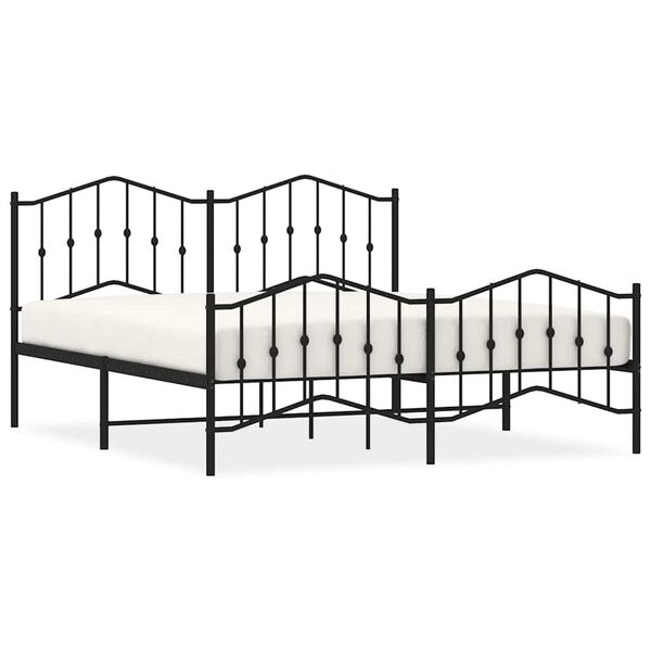 vidaXL Cadre de lit m&eacute;tal sans matelas avec pied de lit noir 183x213cm