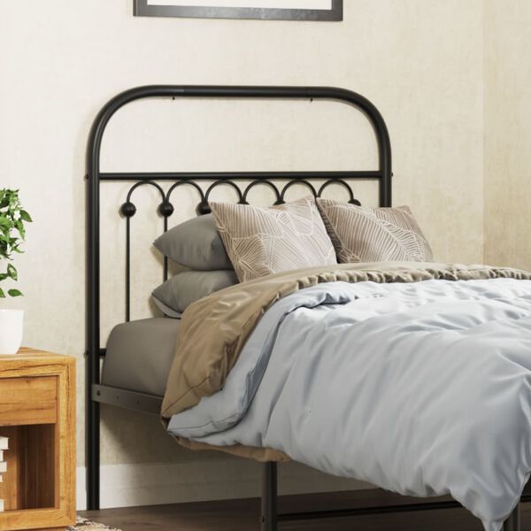 vidaXL T&ecirc;te de lit m&eacute;tal noir 80 cm