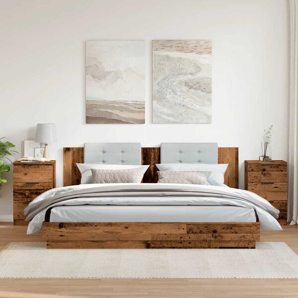 vidaXL Tables de chevet 2 pcs vieux bois 40x36x65 cm bois d'ing&eacute;nierie