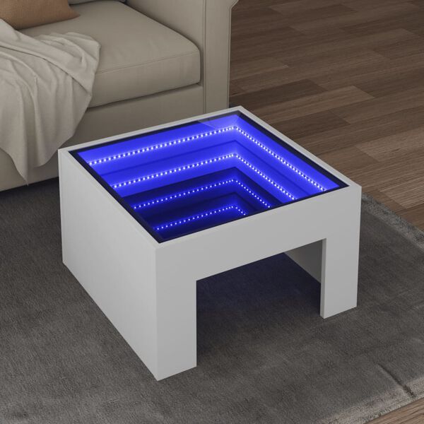 vidaXL Table basse avec LED infini blanc 50x50x30 cm
