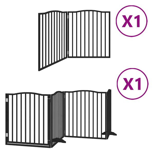 vidaXL Barri&egrave;re pour chien porte pliable 6 panneaux noir bois peuplier