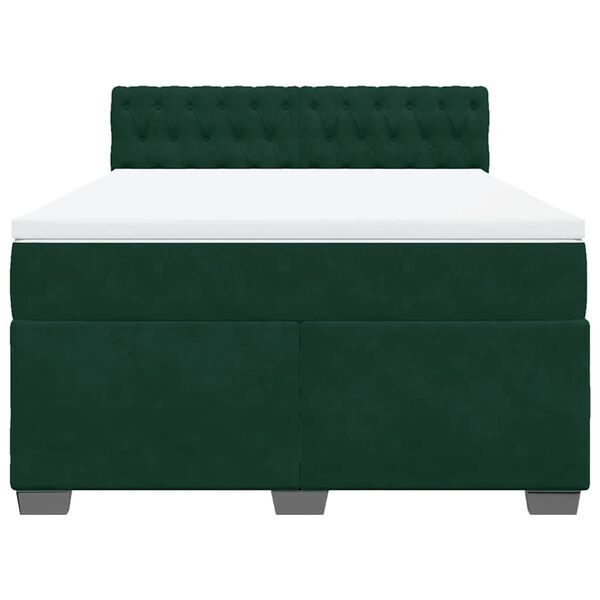 vidaXL Sommier &agrave; lattes de lit et matelas Vert fonc&eacute; 140x190cm Velours