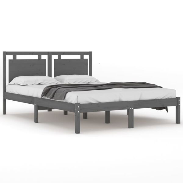 vidaXL Cadre de lit sans matelas gris 200x200 cm bois massif