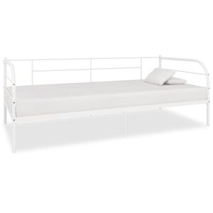 vidaXL Cadre de lit de jour sans matelas blanc m&eacute;tal 90x200 cm