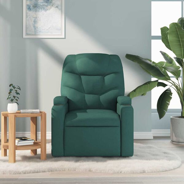 vidaXL Fauteuil de massage inclinable Vert fonc&eacute; Tissu