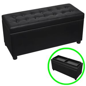vidaXL Pouf de rangement Cuir synth&eacute;tique Noir