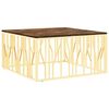 vidaXL Table basse dor&eacute; acier inoxydable et bois massif r&eacute;cup&eacute;ration