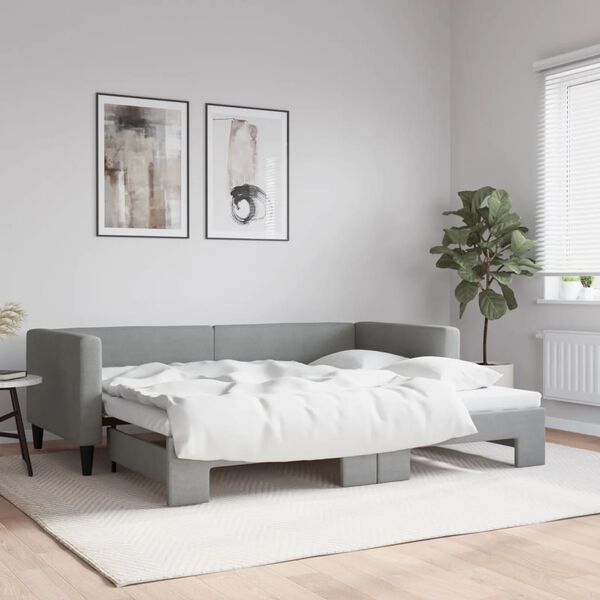 vidaXL Lit de jour avec gigogne sans matelas gris clair 90x200 cm