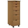 vidaXL Cabinet roulant avec roue Marron miel 34 x 39 x 93,5 cm