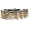 vidaXL Ensemble &agrave; manger de jardin et coussins 11 pcs m&eacute;lange beige