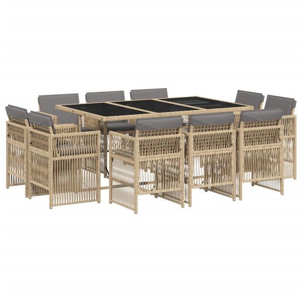 vidaXL Ensemble &agrave; manger de jardin et coussins 11 pcs m&eacute;lange beige