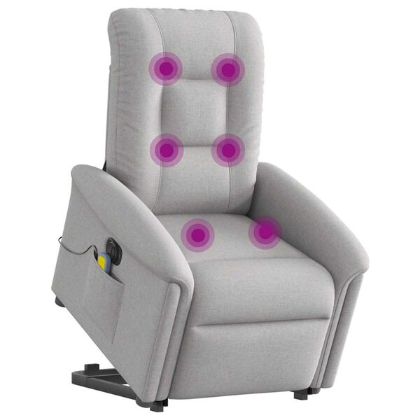 vidaXL Fauteuil inclinable de massage électrique gris nuage tissu